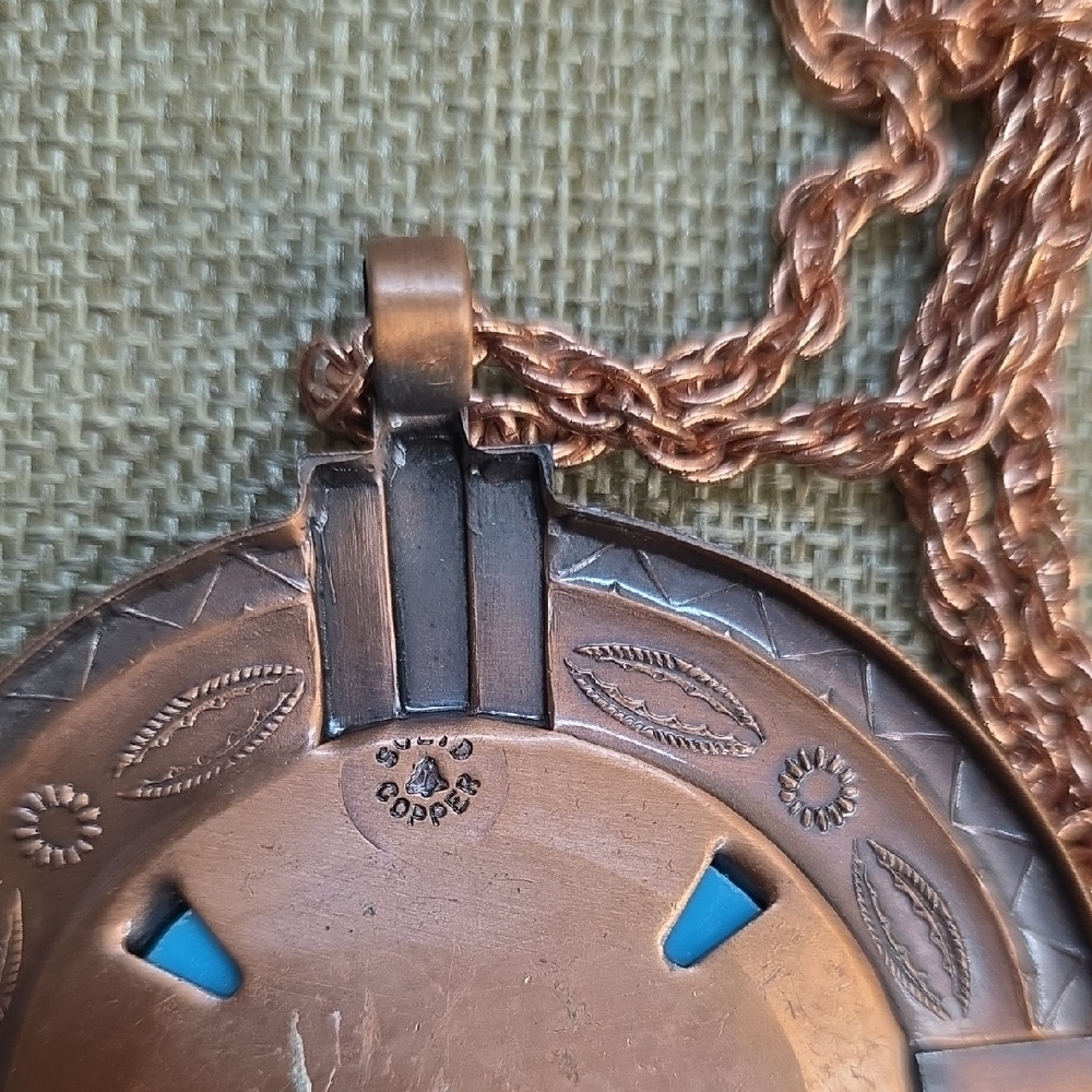 Solid Copper By Bell Trading Necklace Large Faux … - image 2